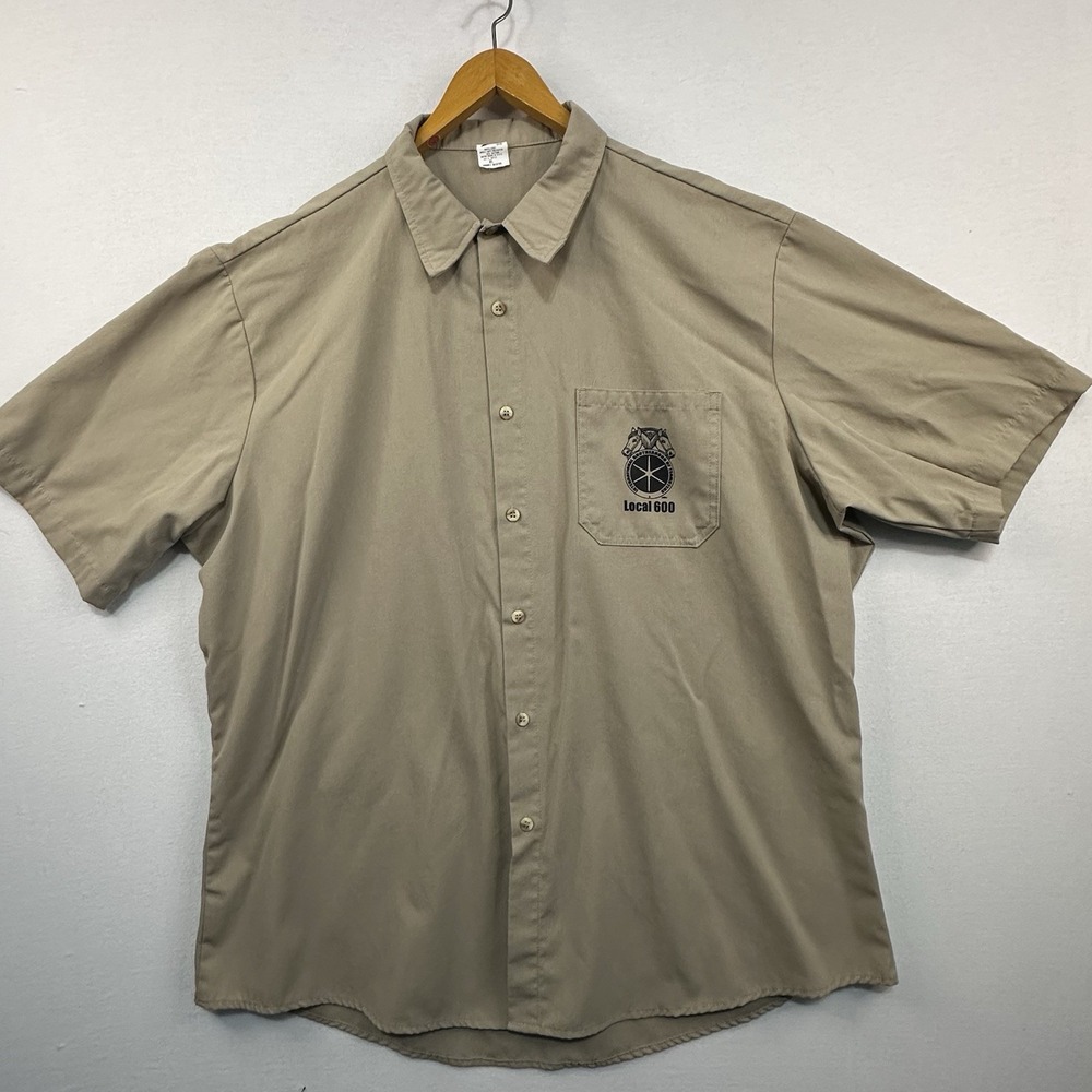 Union Line Local 600 International Brotherhood Of Teamster Men's Xl Tan Short Sl
